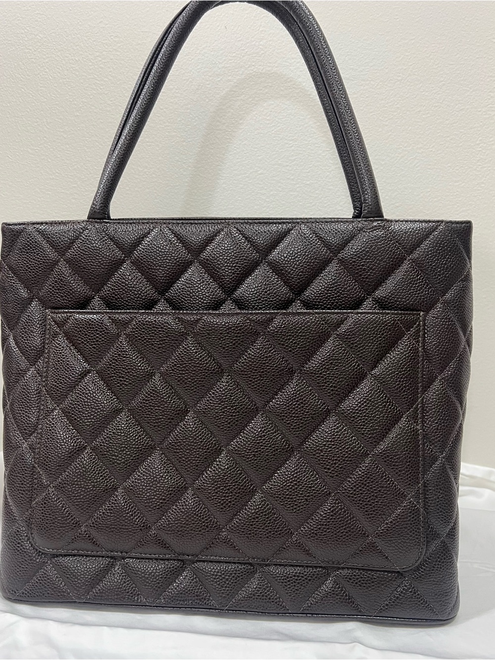 Chanel Quilted Caviar Leather Tote in Dark Brown - Picture 12 of 14